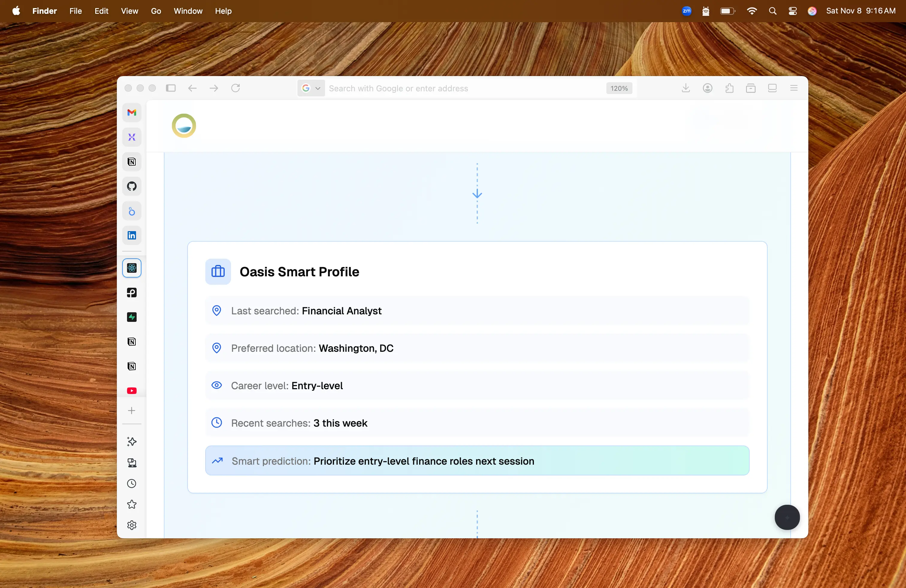 Oasis Free Agentic Browser - Homepage Personalization